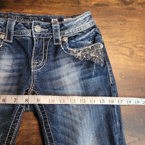 Miss Me Jeans Size 26 Cuffed Capri Button Flap Pockets Low Rise Embellished - Picture 7 of 11